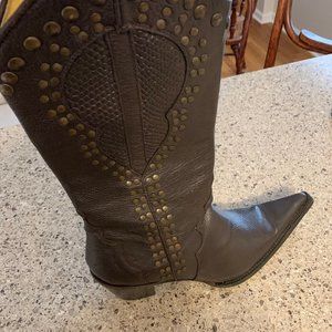 Women's Brown Leather Cowboy Boots